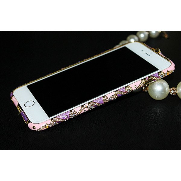 Wholesale Apple iPhone 5S 5 Luxury Diamond Metal Bumper (Pink Purple)